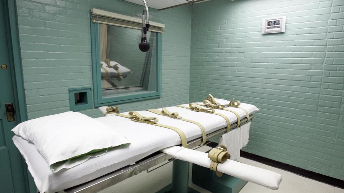The gurney in the Texas death chamber in Huntsville.