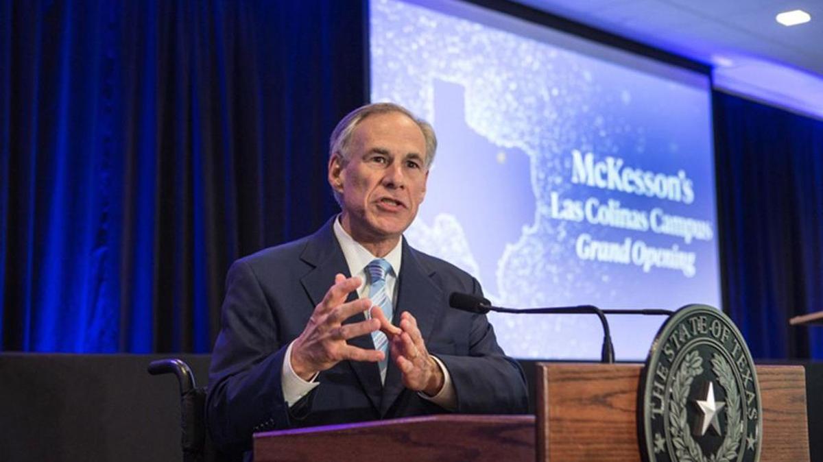 Texas Gov. Greg Abbott speaks at the grand opening of McKesson Corporation's campus in Irving in April.