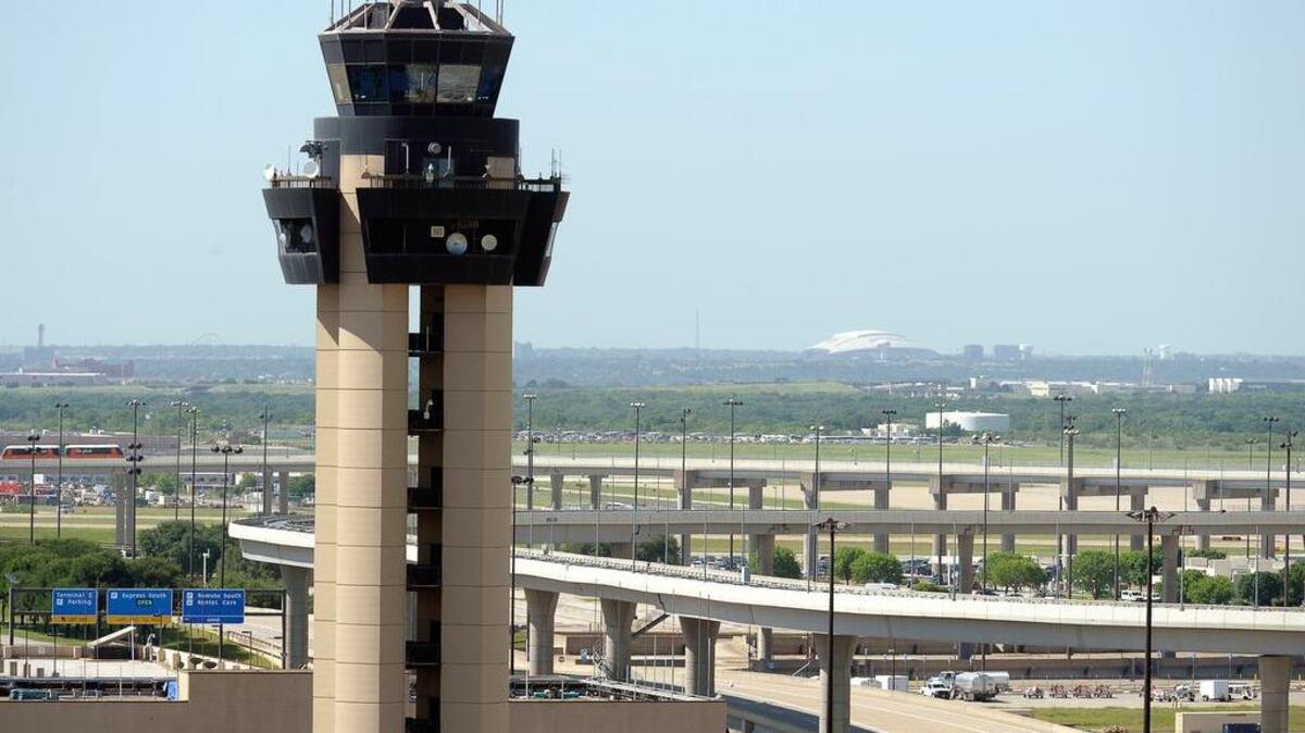 One of three air traffic control towers at DFW International Airport.