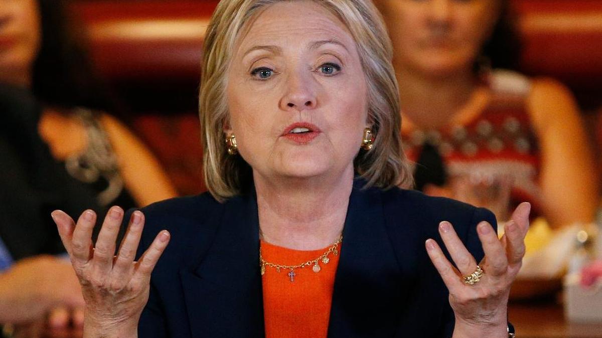 Democratic presidential candidate Hillary Clinton speaks at a roundtable event Thursday in Perris, Calif.