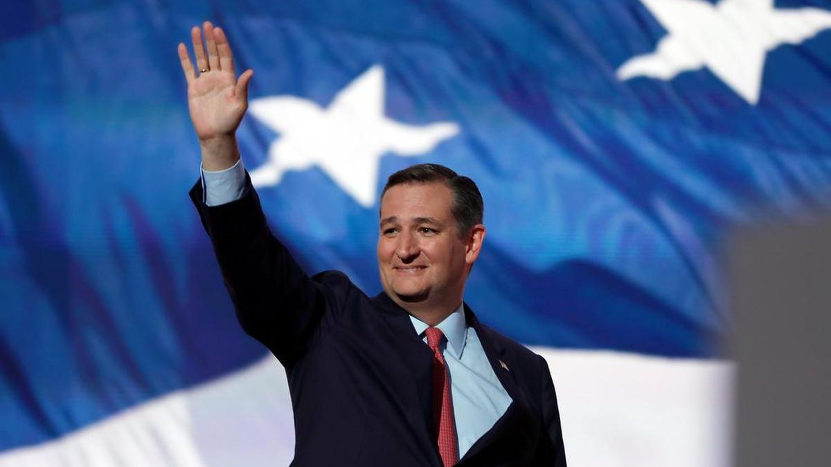 Sen. Ted Cruz, R-Tex., waves before addressing the Republican National Convention in Cleveland on July 20.