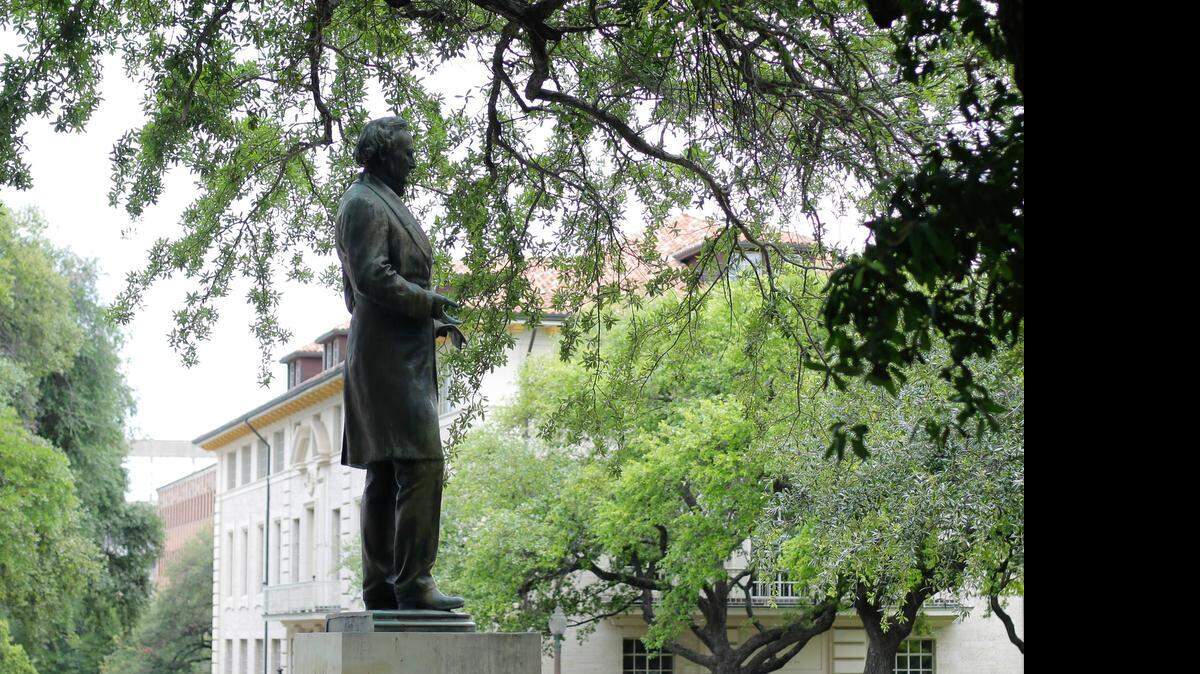 
The statue of Jefferson Davis, president of the Confederate States of America, on the University of Texas campus in Austin.
