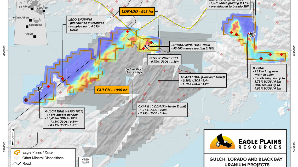 Eagle Plains and Xcite Define Prospective Geophysical Trends at Black Bay, Lorado and Gulch Uranium Projects, SK.  