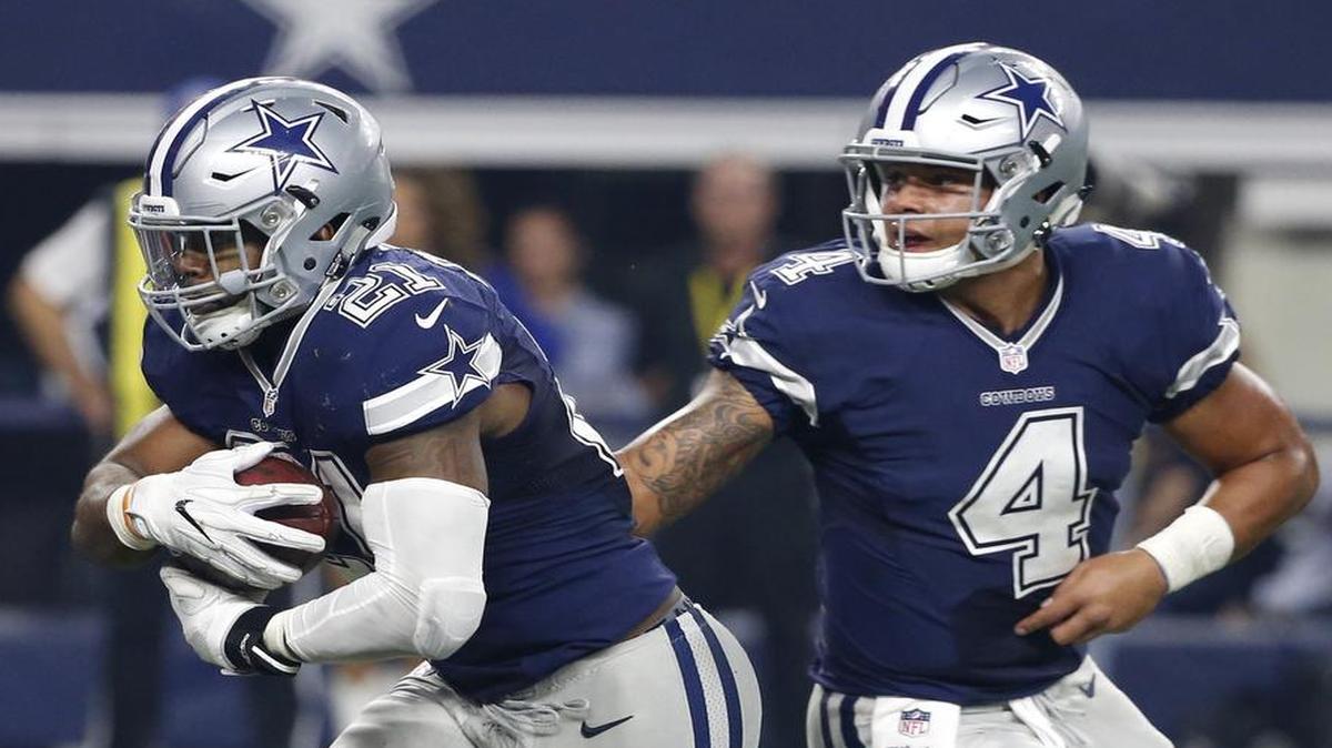 Cowboys running back Ezekiel Elliott, left, and quarterback Dak Prescott hope to continue their sparkling rookie seasons Thursday in Minnesota against the Vikings. The game will be televised at 7:25 p.m. on NBC (KXAS/Ch. 5) and NFL Network.