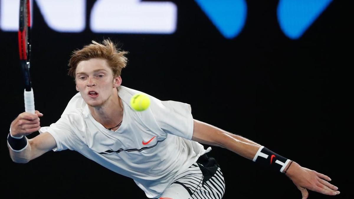 Russia's Andrey Rublev, making a forehand return in the Australian Open in January, will face Aljaz Bedene in the semifinals of the Irving Tennis Classic at the Four Seasons Resort and Club on Saturday.