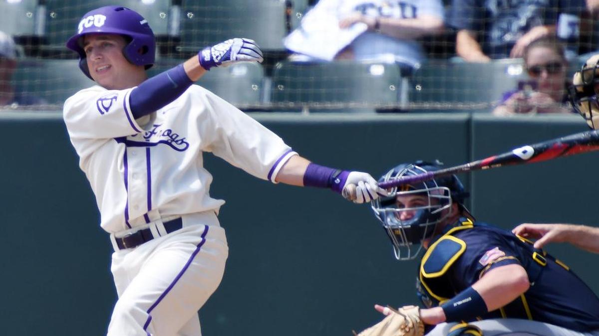 Mason Hesse, smacking a two-run double on April 9 against Murray State, and the TCU Horned Frogs play host to Baylor on Friday in the opener of a three-game series at Lupton Stadium. Friday’s game will be televised at 6:30 p.m. on Fox College Sports.