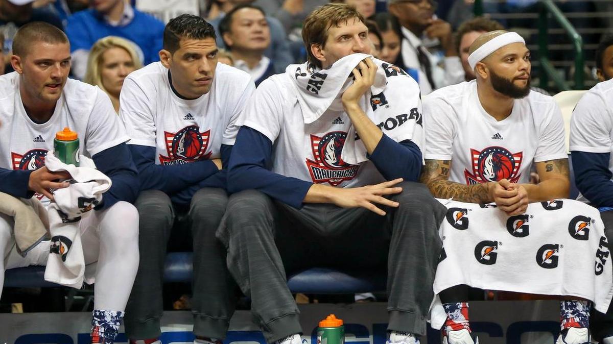Dallas Mavericks, from left, Chandler Parsons, Salah Mejri, Dirk Nowitzki and Deron Williams will be more animated Thursday when they play the Charlotte Hornets at 7:30 p.m. on FSSW.