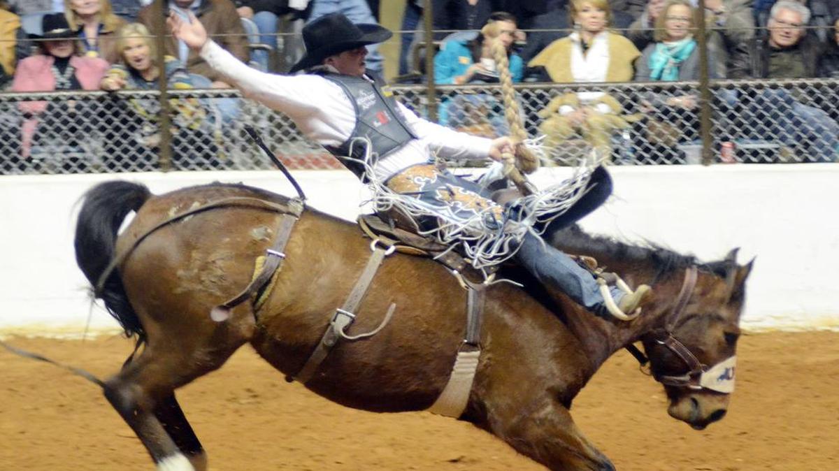 Jake Wright rides Ropin Dreams during last year’s Fort Worth Stock Show Rodeo at Will Rogers Memorial Coliseum. This year’s version opens Friday at 7:30 p.m. with the Best of the West Invitational Ranch Rodeo. Call 817-877-2420 to order tickets or purchase them online through Ticketmaster. Tickets also can be purchased at the Rodeo Ticket Office at 3401 West Lancaster, Monday through Saturday from 9 a.m. to 6 p.m. and Sunday from noon to 5 p.m.