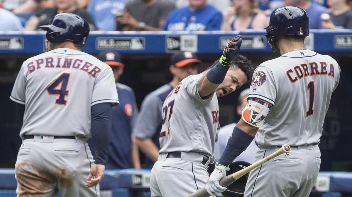 Houston Astros stars George Springer, left, Jose Altuve and Carlos Correa will all start for the American League in Tuesday’s All-Star Game in Miami. Fox (KDFW/Ch. 4) has the coverage starting at 7 p.m.
