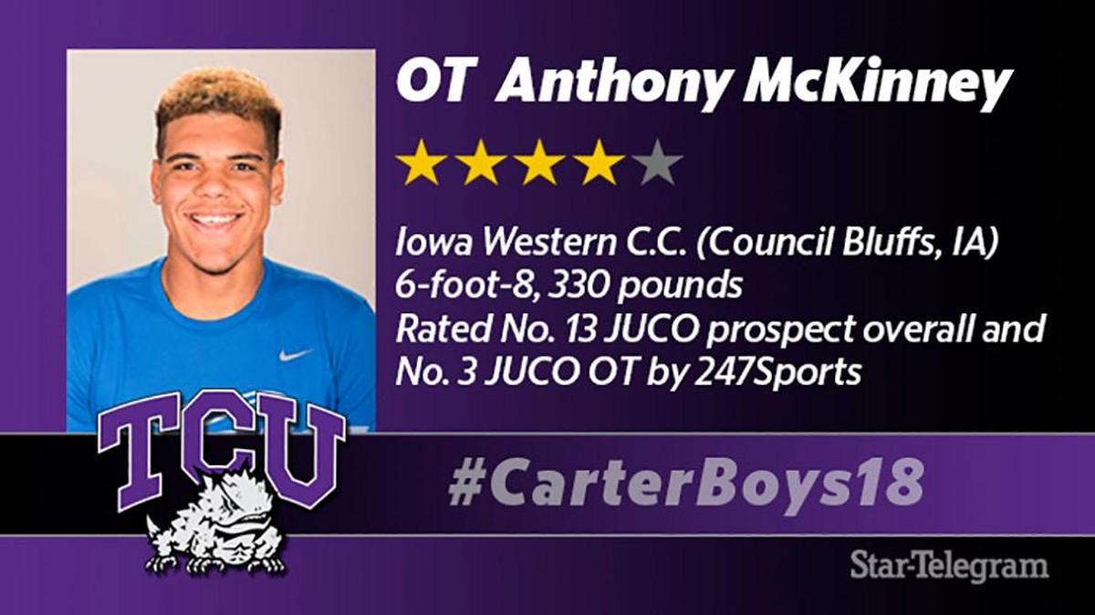 Massive 6-foot-8, 330-pound offensive lineman Anthony McKinney has signed with TCU.