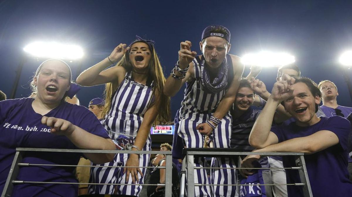 TCU fans show their spirit during the season opener against Jackson State at Amon G. Carter Stadium Saturday night.