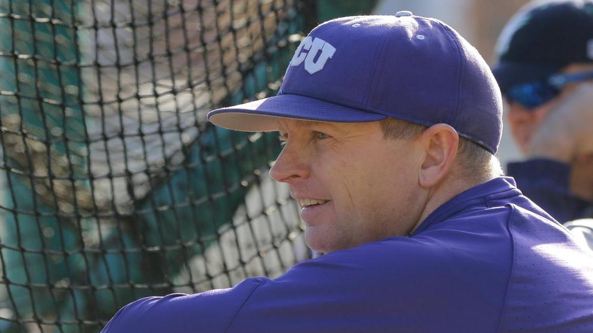 TCU coach Jim Schlossnagle, shown earlier this season, saw his pitching come through with 11 shutout innings Friday as the Horned Frogs defeated Kansas State 5-0.