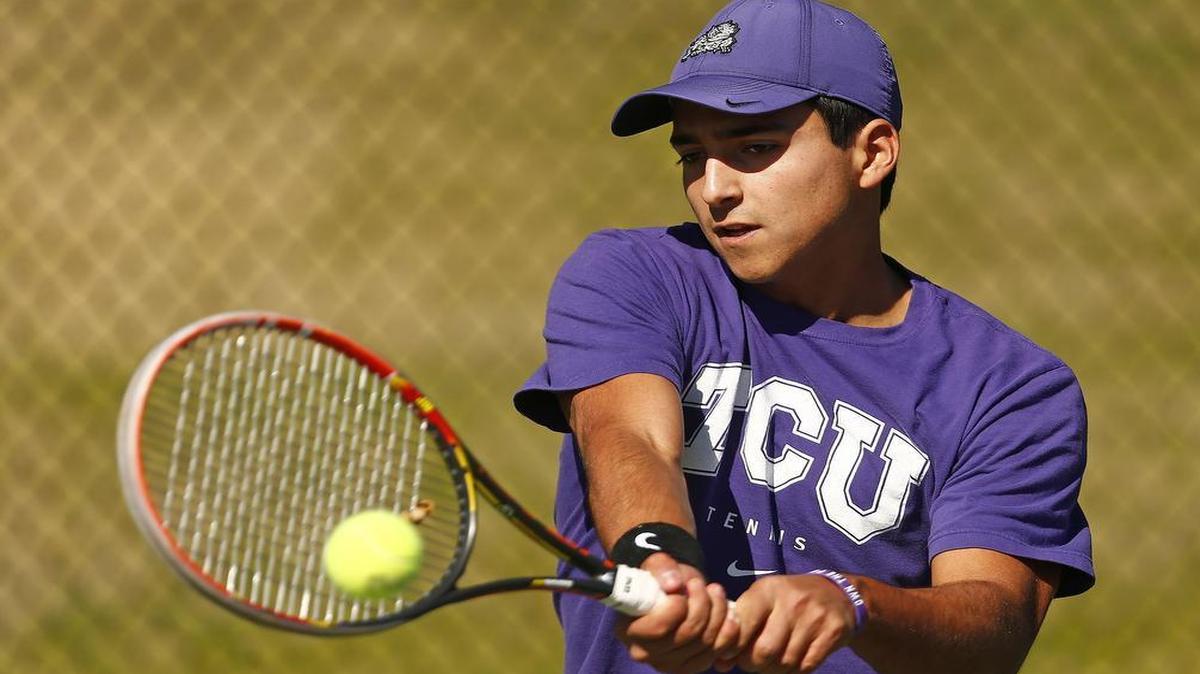TCU’s Guillermo Nunez teamed with Trevor Johnson to pick up a 6-0 victory in doubles over Jackson State on Friday in the first round of the NCAA Tournament during the Fort Worth Regional at TCU.