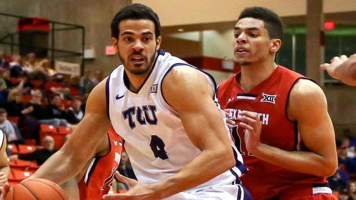 
Senior Amric Fields, left, has overcome multiple knee surgeries during his career to lead TCU’s late-season surge.


