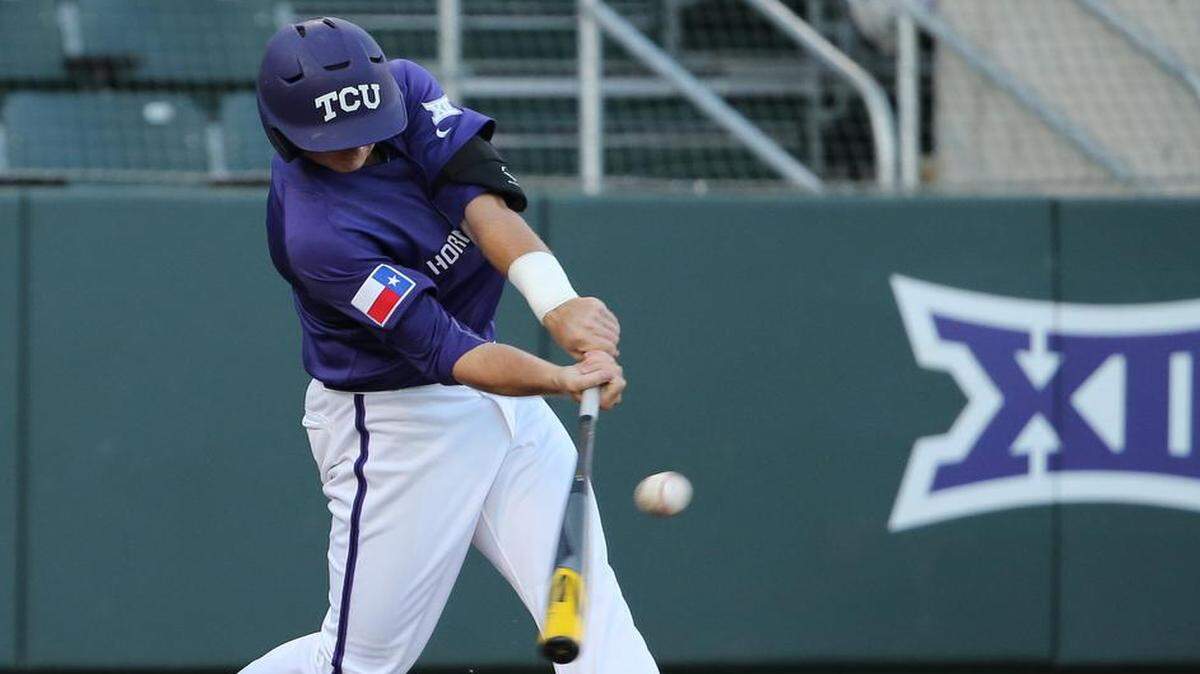 
Keaton Jones connects on a two-run triple in the third inning Tuesday night against Incarnate Word.


