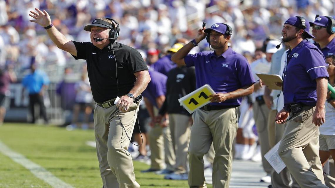 TCU head coach Gary Patterson and his team moved up to No. 8 in the AP Top 25 despite having a bye week. The Horned Frogs host No. 23 West Virgina at 2:30 p.m. Saturday at Amon G. Carter Stadium.