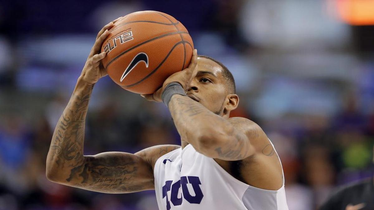 TCU guard Malique Trent, lining up a free throw against Oklahoma State on Feb. 8 at Schollmaier Arena, has been the high scorer or tied for the scoring lead in nine games this season. He scored 25 points in his last outing.