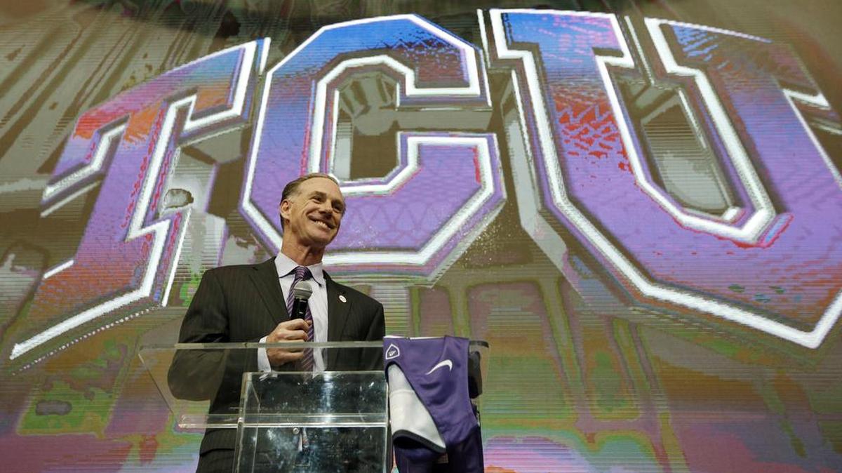 New TCU coach Jamie Dixon smiles during a public introduction March 22 at Schollmaier Arena on campus. The school announced the hiring of his first assistant, David Patrick of LSU.