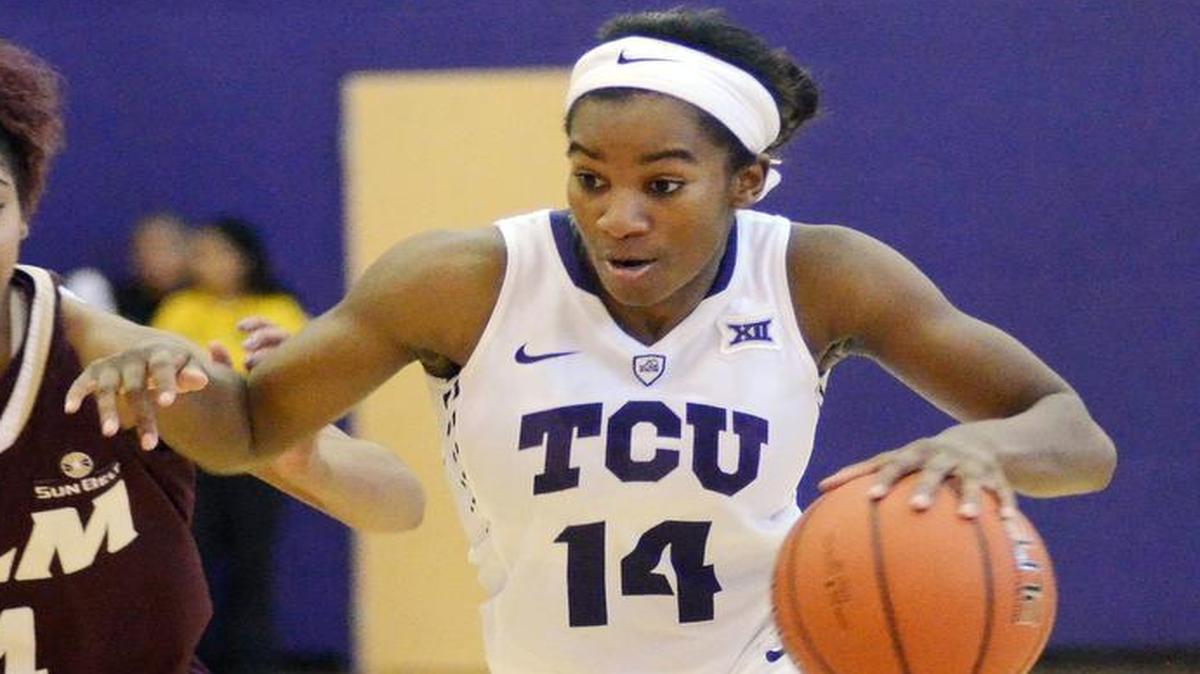 TCU’s Zahna Medley, right, leads the Big 12 in 3-pointers per game.