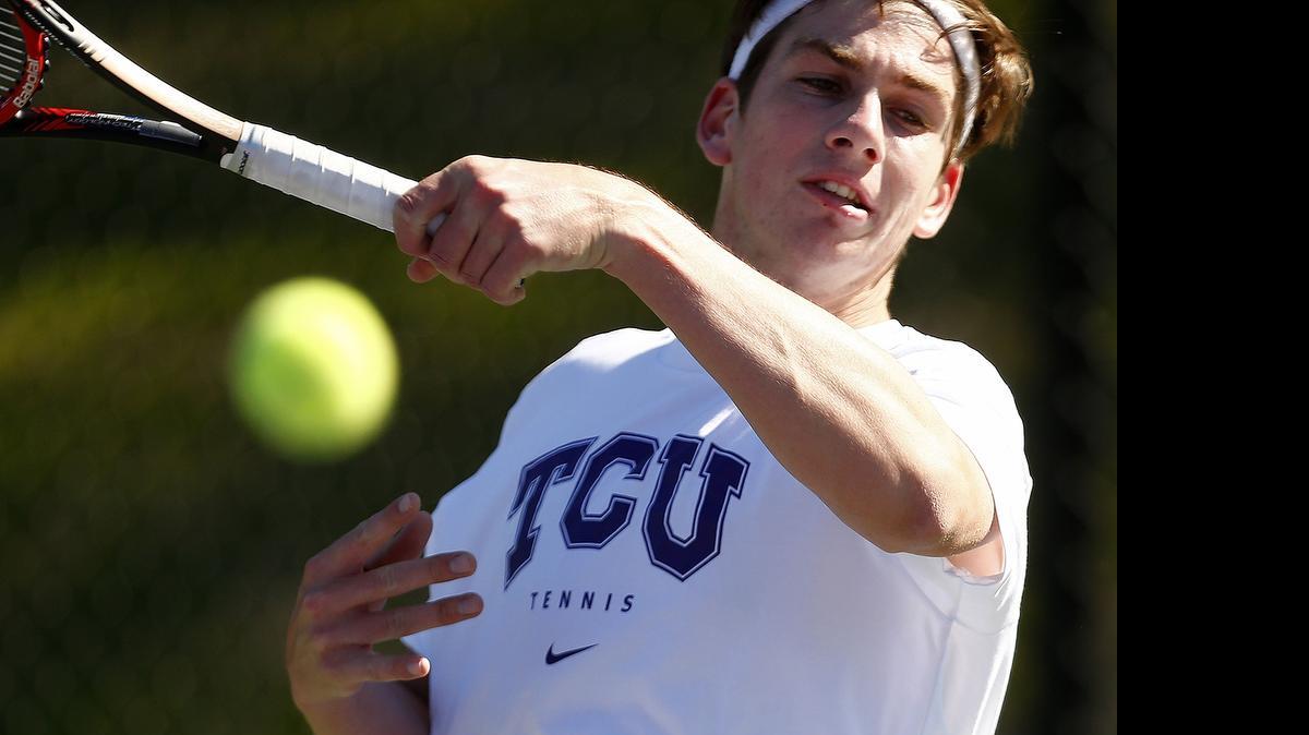 
TCU freshman Cameron Norrie of New Zealand practices with the team Feb. 19, 2015 in Fort Worth
