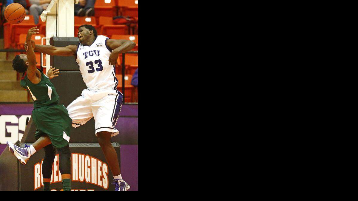 
TCU sophomore forward Chris Washburn is second in the Big 12 with 18 blocks this season.



