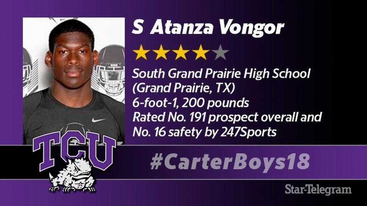 Four-star Atanza Vongor, TCU’s highest-rated defensive player in 2018, has signed with the Frogs.