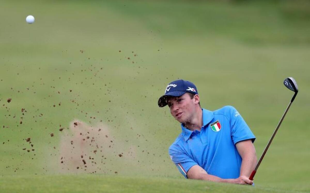 TCU sophomore Stefano Mazzoli plays out of a sand trap during a practice round Wednesday at the Royal Troon Golf Club in Troon, Scotland.