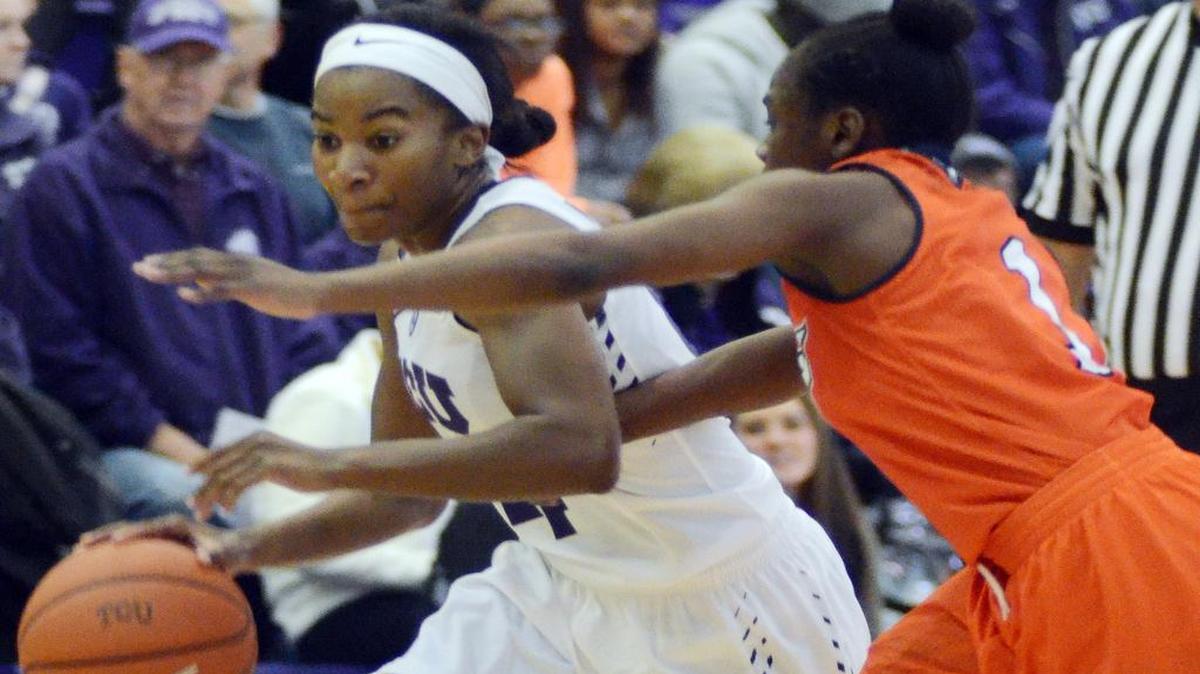 TCU senior guard Zahna Medley, left, in action against UT Rio Grande Valley on Saturday, had 13 points and five rebounds to lead UTA against Butler on Tuesday.