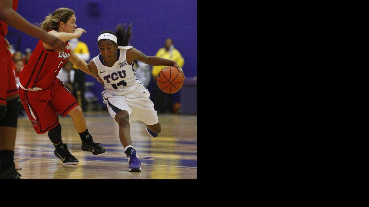 
TCU guard Zahna Medley, right, in action earlier this season against Lamar, scored 21 points Wednesday night as the Horned Frogs improved to 3-1 in the Big 12.


