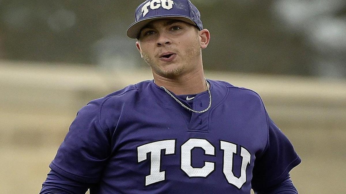
TCU closer Riley Ferrell reacts during the ninth inning of a game against Baylor in March at Lupton Stadium. Ferrell struck out the side to get his seventh save of the season in the 3-2 victory and went on to get seven more before his string ended May 20 against the same team in Tulsa.
