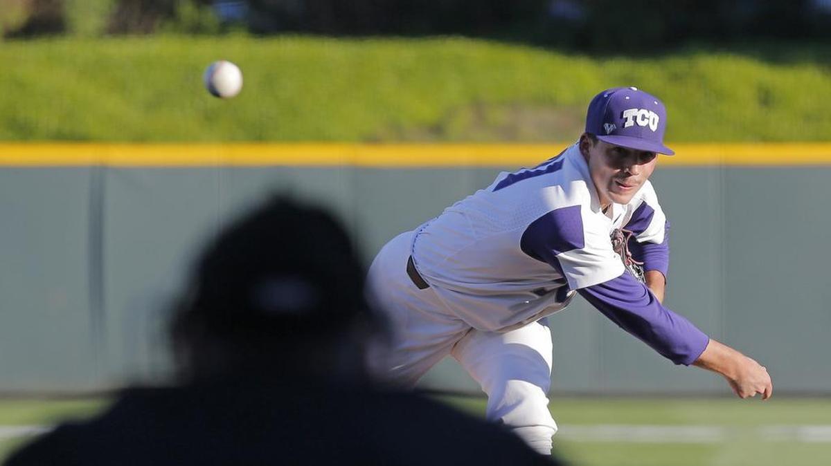 TCU pitcher Jared Janczak delivers in the first inning of an April 7 game against Murray State at Lupton Stadium.