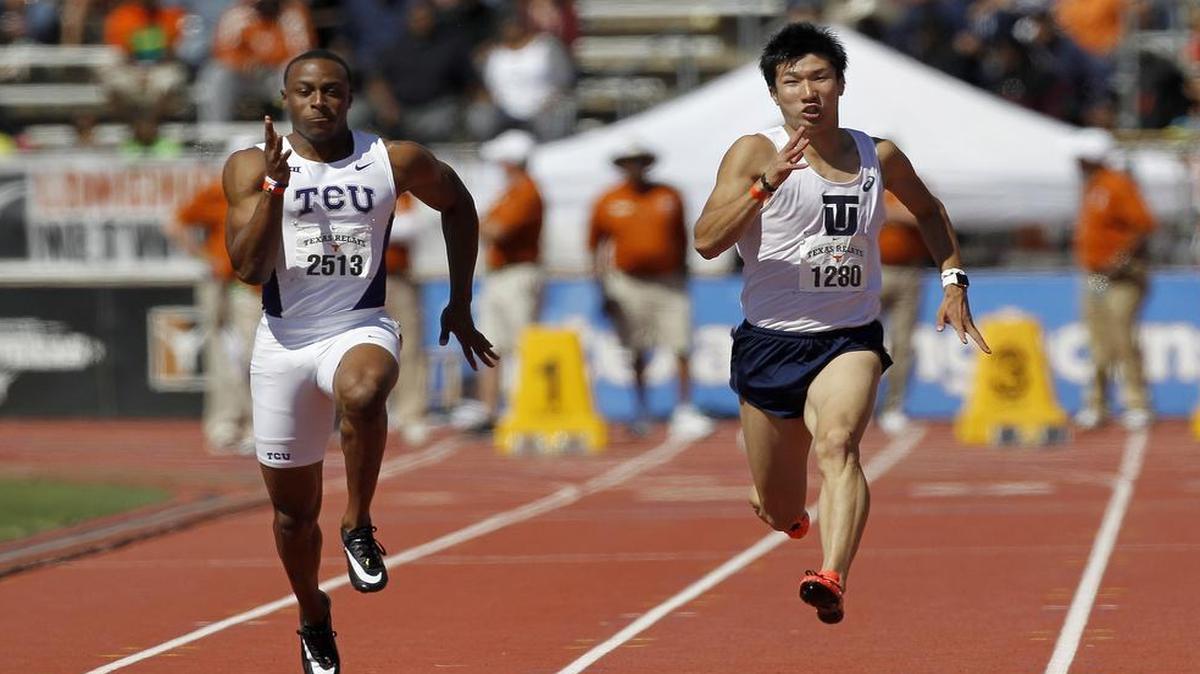 Ronnie Baker, left, competing at the Texas Relays in April, won the 100 meters at the Big 12 Outdoor Track and Field Championships.