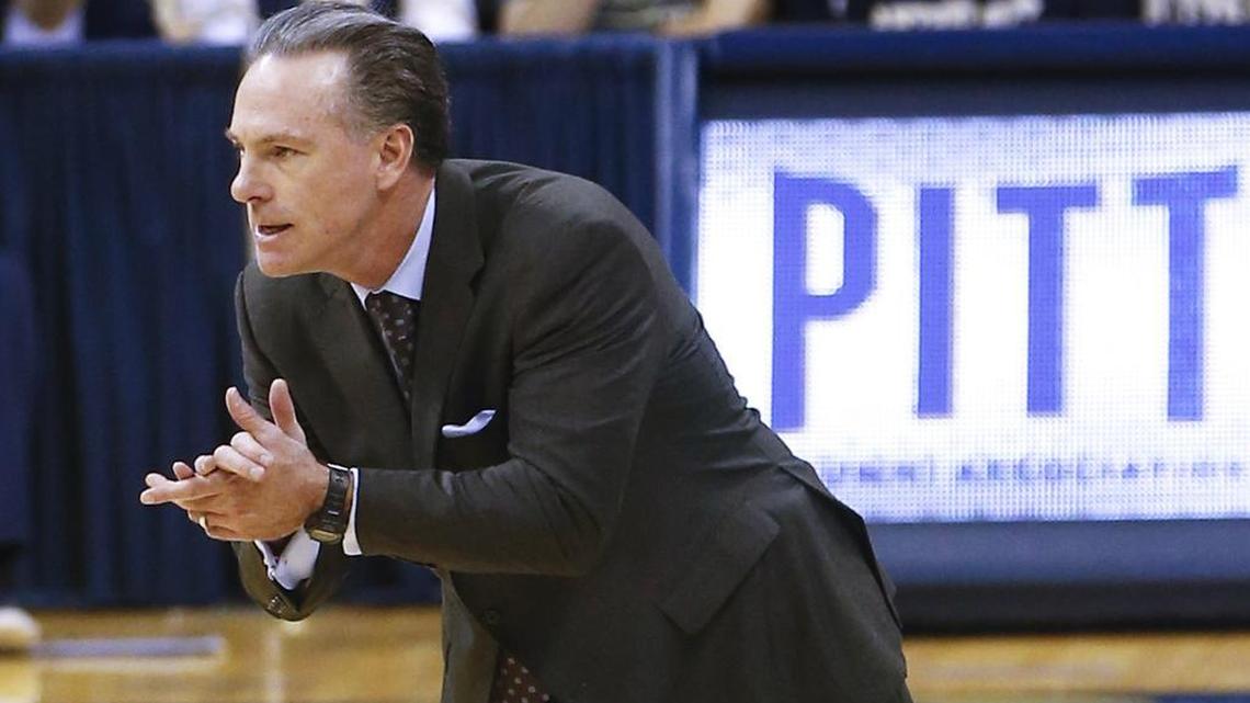 Pitt coach Jamie Dixon implores his team during a Dec. 23, 2015, game against Western Carolina.