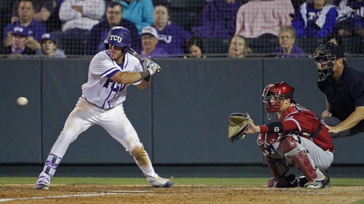 TCU right fielder Austen Wade at bat April 15 during the Horned Frogs’ game against Oklahoma.