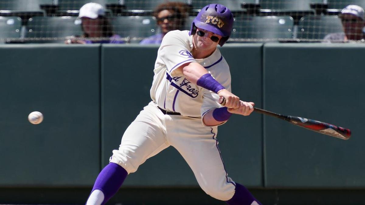 Evan Skoug, shown earlier this month, sparked a three-run ninth inning for TCU with a leadoff home run. But West Virginia won it with a sacrifice fly to end TCU’s 13-game winning streak.