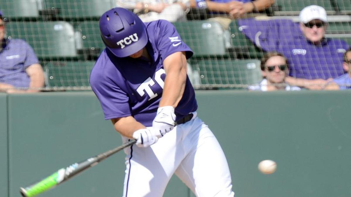 TCU freshman Luken Baker, seen earlier this season, went 3-for-5 and drove in two runs Saturday to lead the No. 6 Frogs to a 9-5 victory over the Texas Longhorns at Disch-Falk Field in Austin.