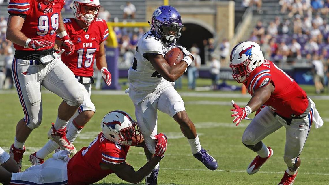 TCU receiver/returner KaVontae Turpin, pictured in a Sept. 16 game against SMU at Amon G. Carter Stadium, is third in the Big 12 in kickoff returns, but has not broken free on limited chances in punt returns.