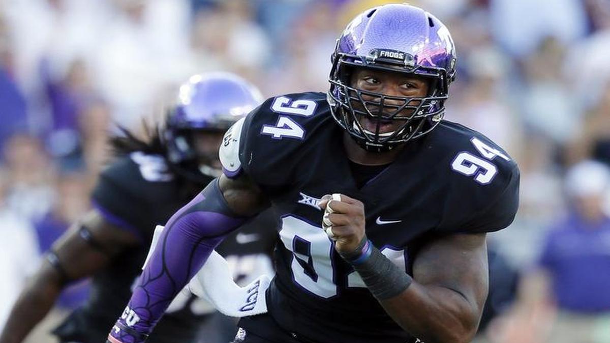 TCU defensive end Josh Carraway was selected to the all-Big 12 first team Wednesday after recording a team-high eight sacks this season.