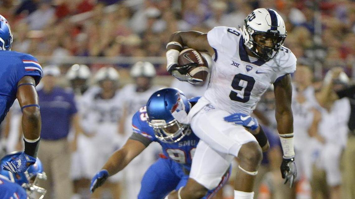 TCU receiver John Diarse gains ground after a catch in last year’s 33-3 victory at SMU.