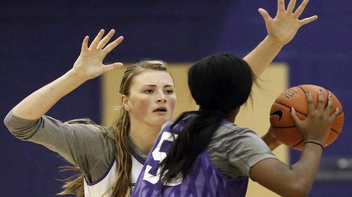 
Klara Bradshaw of TCU, left, has shown sparks of excellence in the post this season.



