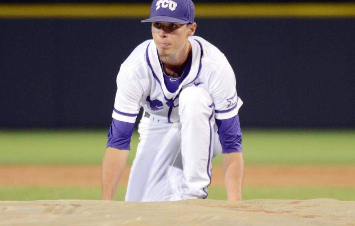 
Trey Teakell, above, has appeared in 19 of the Frogs’ 38 games this season, often holding leads for closer Riley Ferrell.


