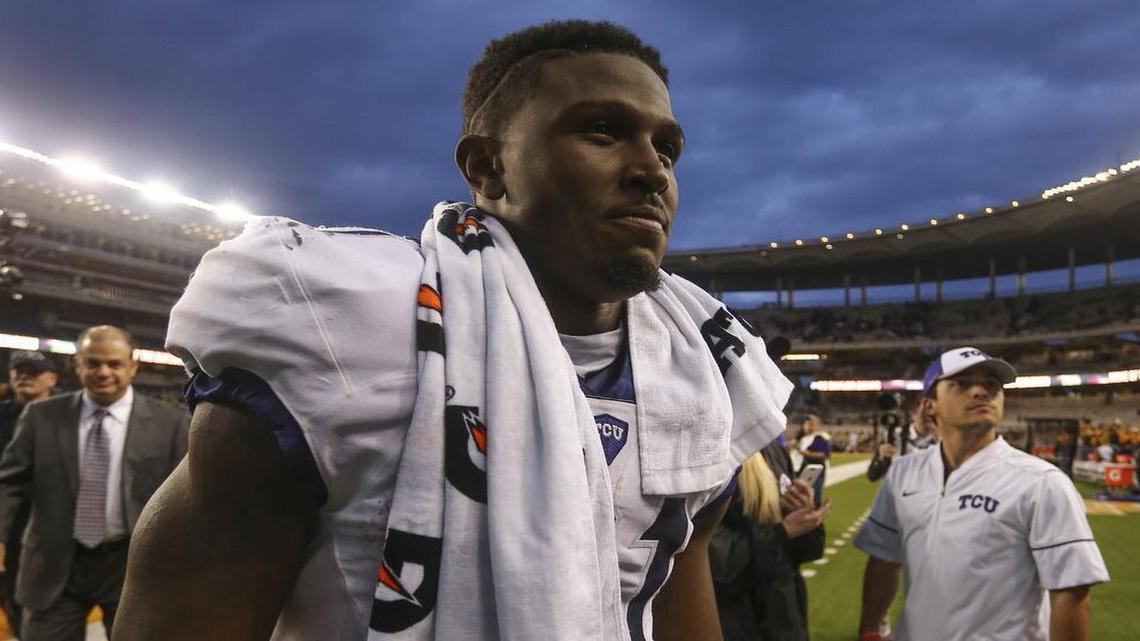 TCU running back Kyle Hicks leaves the field after rushing for five touchdowns in a 62-22 victory at Baylor on Nov. 5. It was a career performance for the junior from Arlington Martin.