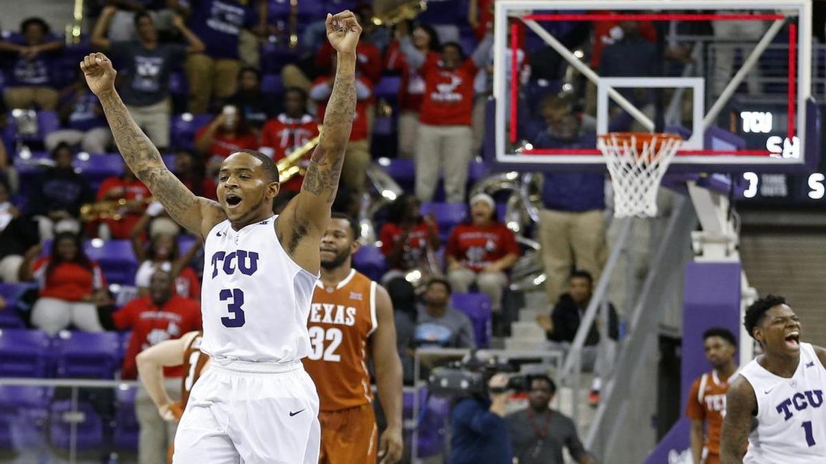 TCU guard Malique Trent reacts as time runs out in a 58-57 victory against Texas on Jan. 9 at Schollmaier Arena. Trent had three points and three rebounds before sitting out the next three games for a team rules violation.
