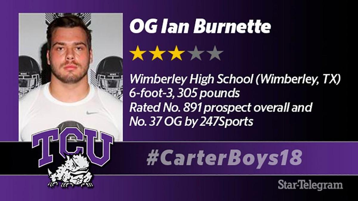 Three-star all-state offensive lineman Ian Burnette has signed with TCU.