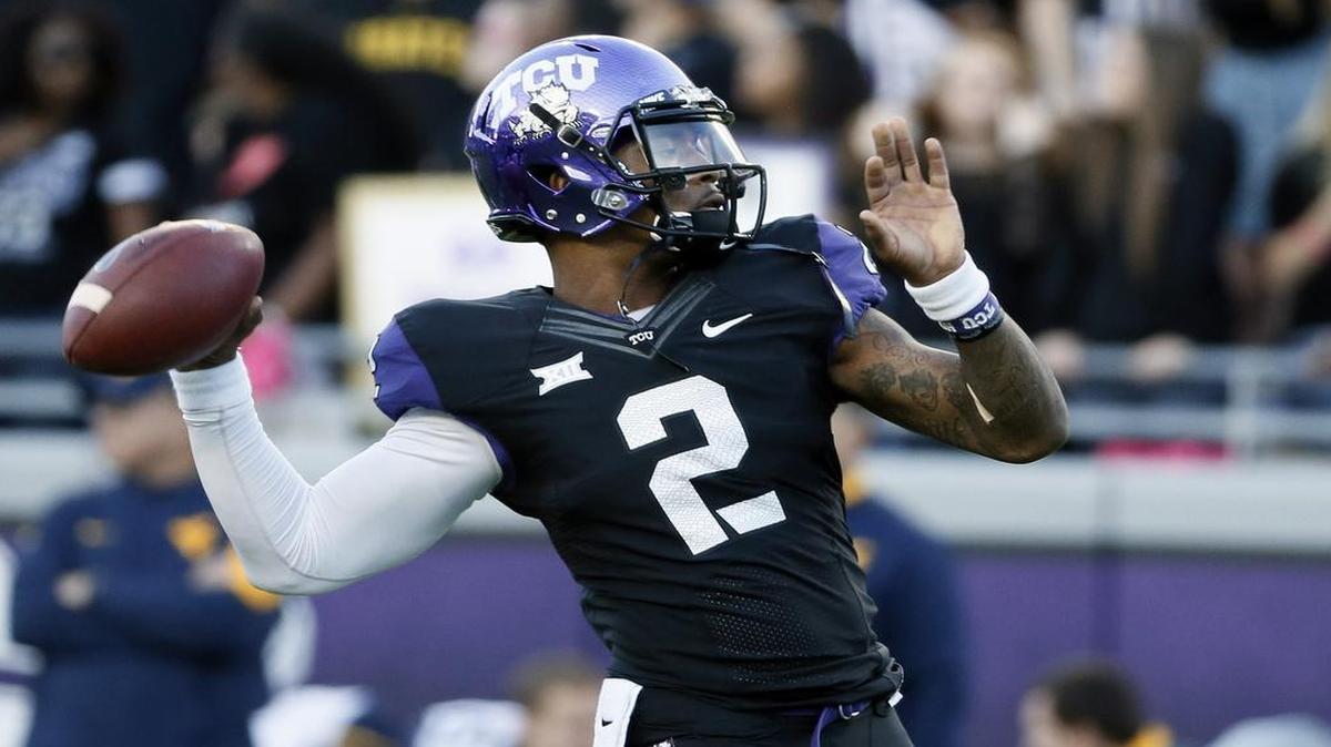 TCU quarterback Trevone Boykin warms up before the game against West Virginia Thursday.