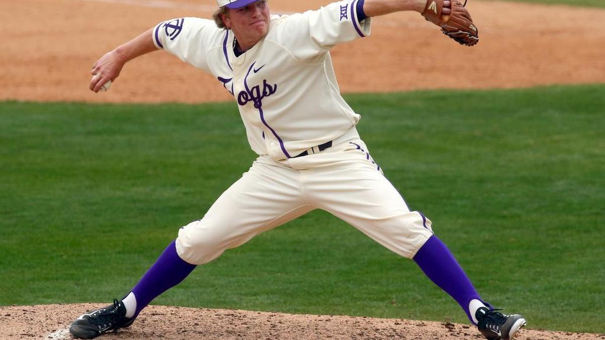 TCU pitcher Durbin Feltman delivers a pitch in the eighth inning Sunday against Loyola Marymount. The freshman pitched a scoreless inning in his college debut.