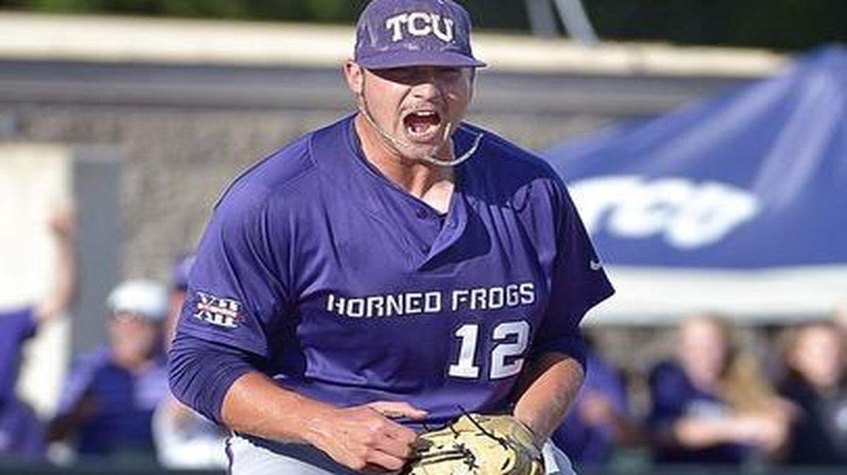 
TCU pitcher Riley Ferrell saved a school-record 15 games last year for the College World Series-bound Horned Frogs.
