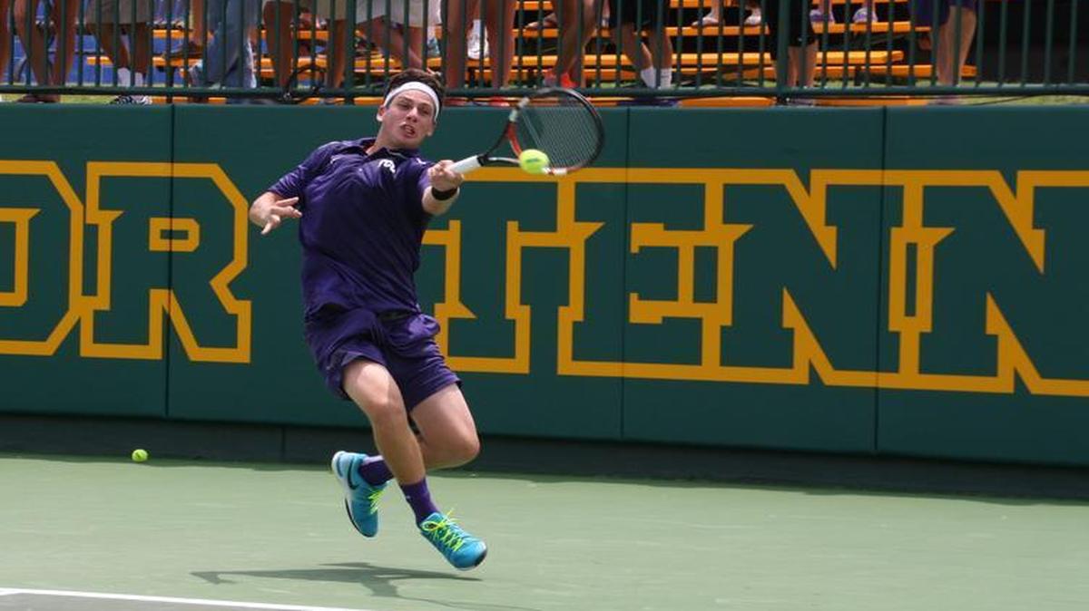 
TCU’s Cameron Norrie, above, and doubles partner Trevor Johnson lost their match 8-7 (6) to Oklahoma on Monday.
