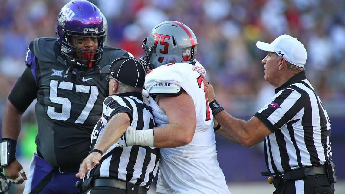 
Davion Pierson, left, in action against Texas Tech last season, is the Frogs’ most experienced player with 37 games and 31 starts entering this year.

