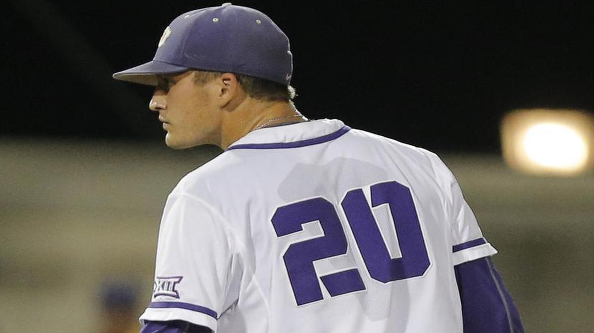 
TCU pitcher Preston Guillory looks in for the sign in the 10th inning against Texas A&M on Monday night. He pitched two innings in the 16-game victory, including getting three outs with the bases loaded in the ninth.

